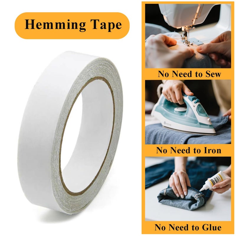 Hoacm 2PC Hem Tape for Pants, 1Inch X 40FT Double Sided Fabric Tape Heavy Duty, Hemming Tape for Pants, No Sewing Ironing Hem Tape for Curtains, Dress, Jeans, Clothing, Rug, Carpet, Arts - Image 2